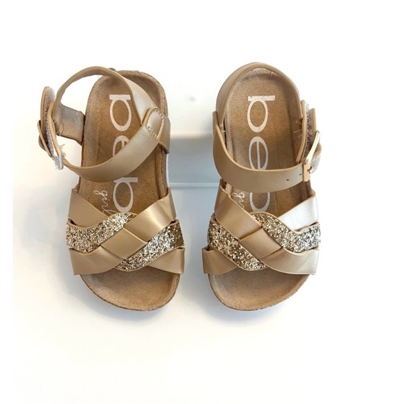 NEW BEBE Gold Strappy Sandals with Velcro Closures Baby Girl Size 7 - Picture 4 of 4
